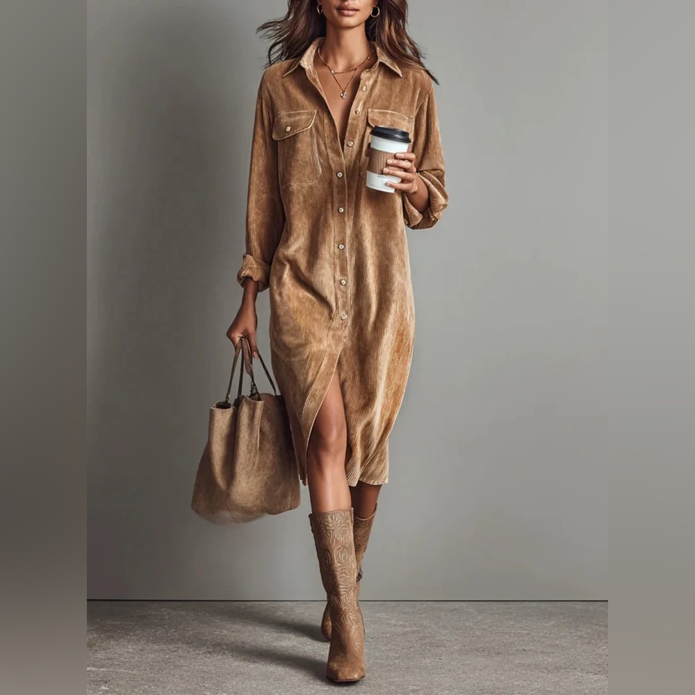 A Classy Chic Boutique Tan Shirt Dress